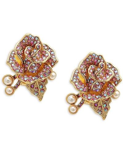 Heidi Daus Goldtone & Crystal Flower Earrings - Multicolour