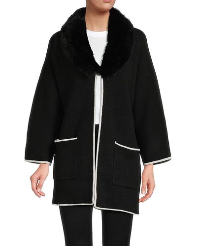 Saks Fifth Avenue Saks Fifth Avenue Faux Fur Collar Jacket - Brown