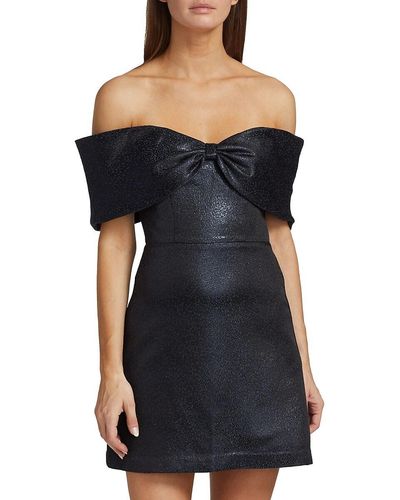 Monique Lhuillier Off The Shoulder Mini Dress - Black