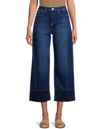 L'Agence Whitney Mid Rise Wide Leg Cropped Jeans - Blue