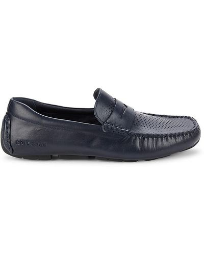 Cole Haan Grand Laser Cut Penny Driving Loafers - Blue