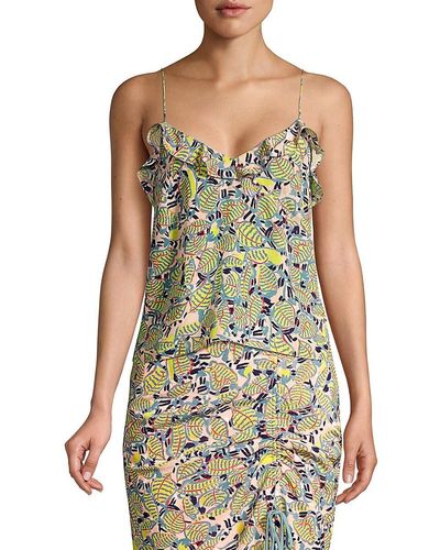 Saloni Ani Lemon Ruffle Tank Top - Green