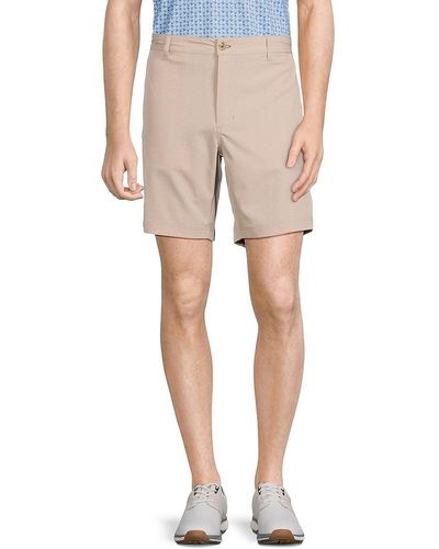 Tailorbyrd Melanga Textured Flat Front Shorts - Natural