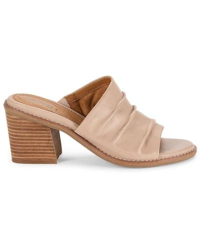 Earth Etadara Stacked Heel Leather Sandals - Brown