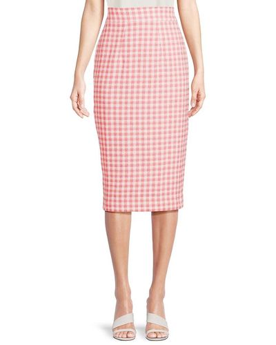 Tommy Hilfiger Checked Pencil Midi Skirt - Pink