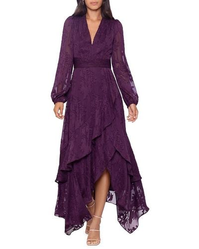Xscape Floral Wrap Chiffon Dress - Purple