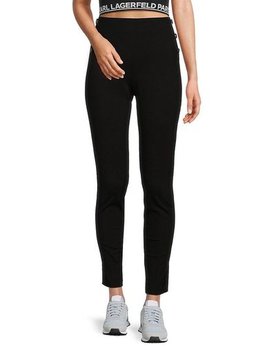 Karl Lagerfeld Sailor Button Ankle Trousers - Black
