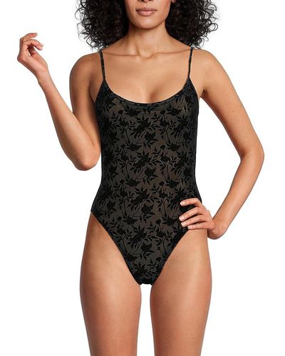 WeWoreWhat Floral One Piece Swimsuit - Black