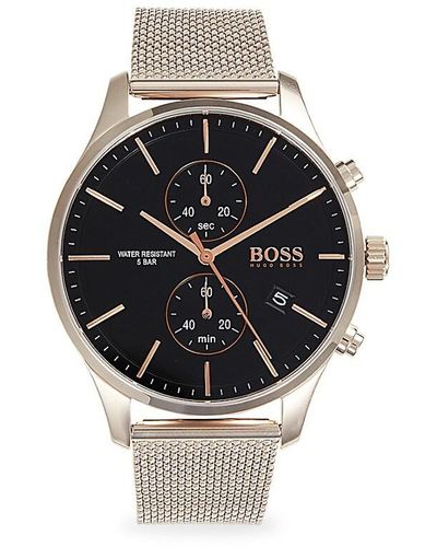 BOSS 42Mm Stainless Steel Chronograph Bracelet Watch - Black