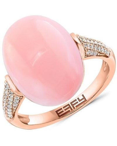 Effy 14k Rose Gold, Pink Opal & Diamond Ring