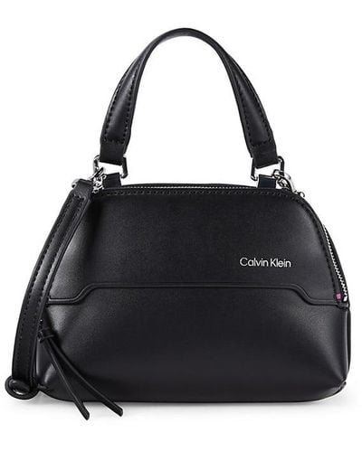 Calvin Klein Jasper Faux Leather Double Top Handle Bag - Black