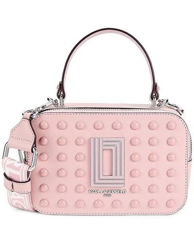 Karl Lagerfeld Simone Studded Leather Camera Bag - Pink