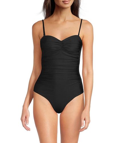 Ganni Ruched One Piece Swimsuit - Black