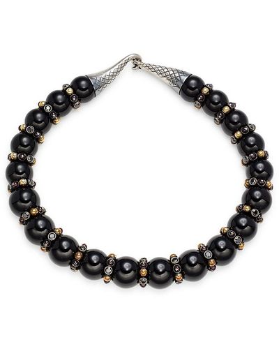 Bottega Veneta Sterling Silver, Onyx & Cubic Zirconia Necklace - Black