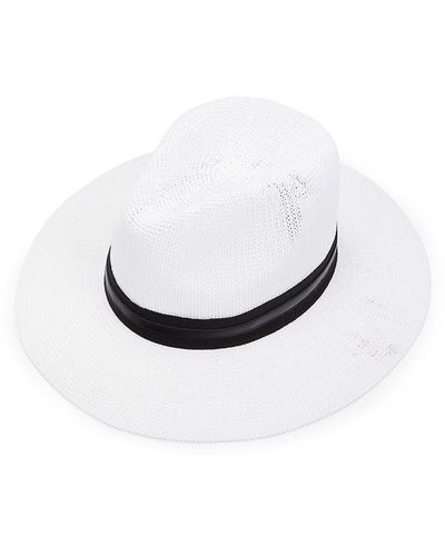 Vince Camuto Leather Panama Hat - White