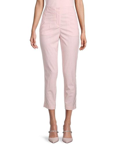DKNY High-waist Gingham Check Trousers - Pink
