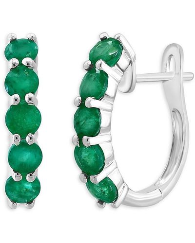 Effy ENY Sterling & Emerald huggie Hoop Earrings - Blue