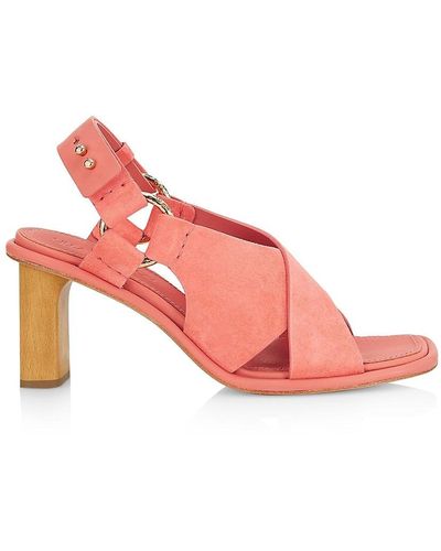 Ulla Johnson Filippa Suede Slingback Sandals - Pink