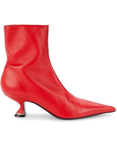 Lanvin Rita Leather Booties - Red