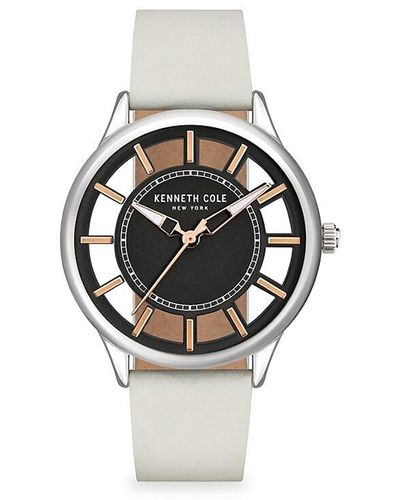 Kenneth Cole Transparency 35mm Stainless Steel & Leather Strap Analog Watch - Multicolor