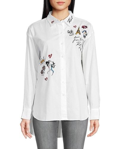 Karl Lagerfeld Graphic & Embroidery Shirt - White