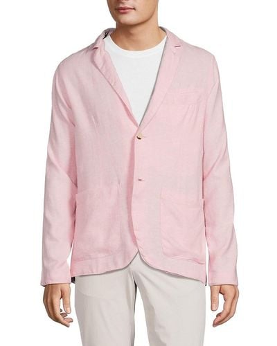 Saks Fifth Avenue 'Notch Lapel Linen Blend Sportcoat - Pink