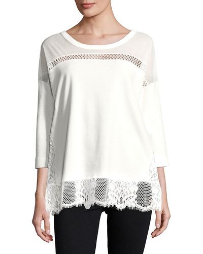 French Connection Delos Core Jersey Lace Top - White