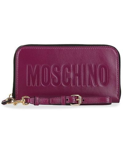 Moschino Logo Leather Wallet - Purple