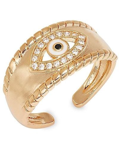 Luv Aj Goldtone, Enamel & Crystal Evil Eye Cocktail Ring - Metallic