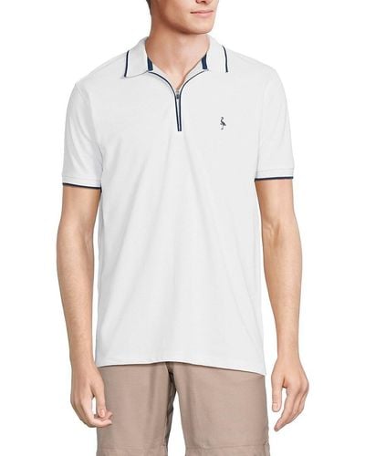 Tailorbyrd Tipped Performance Zip Polo - White