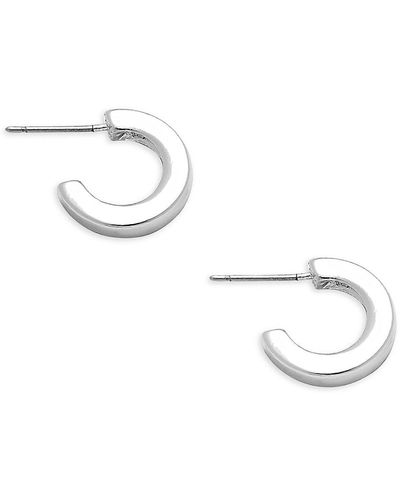 Ava & Aiden Silvertone Half Hoop Earrings - Metallic
