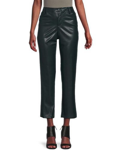 Calvin Klein Faux Leather Cropped Pants - Black