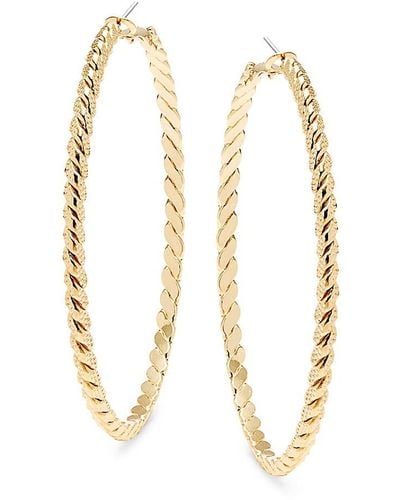 Ava & Aiden 14K Goldplated Textured Hoop Earrings - White