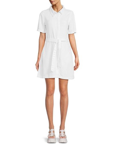 7 For All Mankind 'Solid Belted Mini Shirtdress - White
