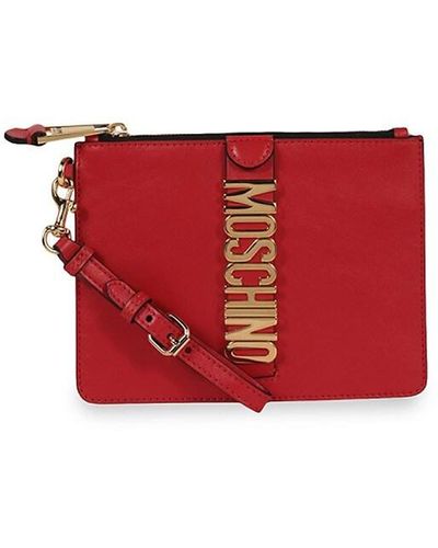 Moschino Biker Leather Wristlet Pouch - Red