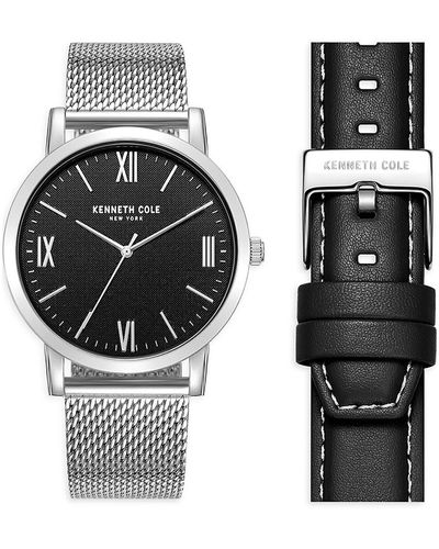 Kenneth Cole Classic 42mm Stainless Steel & Leather Watch Gift Set - Black
