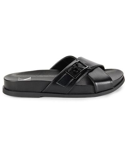 Calvin Klein Eandria Logo Crisscross Sandals - Black