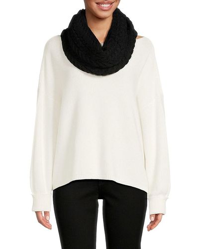 Cole Haan Wishbone Cable Knit Infinity Scarf - White