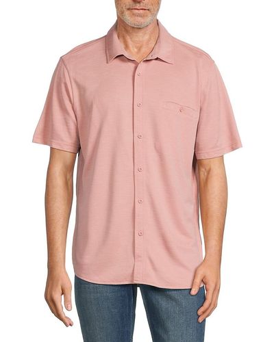 Saks Fifth Avenue Wool Blend Short Sleeve Shirt - Pink