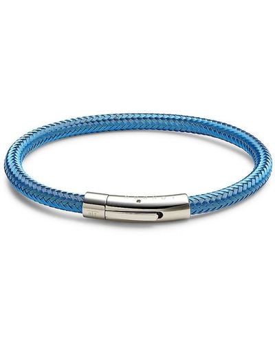 Tateossian Stainless Steel & Enamelled Copper Braided Bracelet - Blue