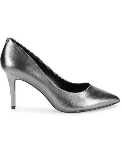 Karl Lagerfeld Royale Metallic Leather Stiletto Heel Pumps - Gray