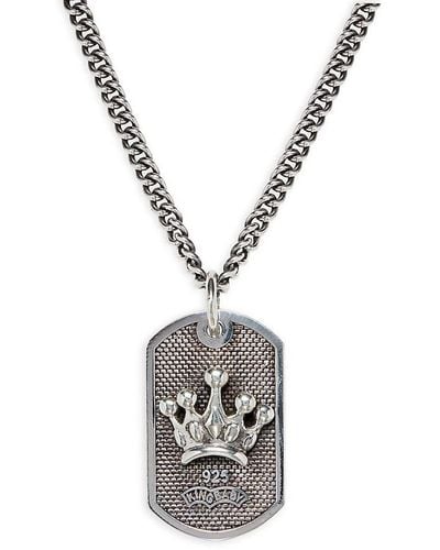 King Baby Studio Sterling Silver Crown Dog Tag Pendant Necklace - White