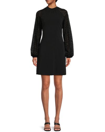 Isaac Mizrahi New York Burnout Mini Sheath Dress - Black