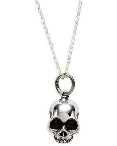 King Baby Studio Sterling Silver Half Hamlet Skull Pendant Necklace - White