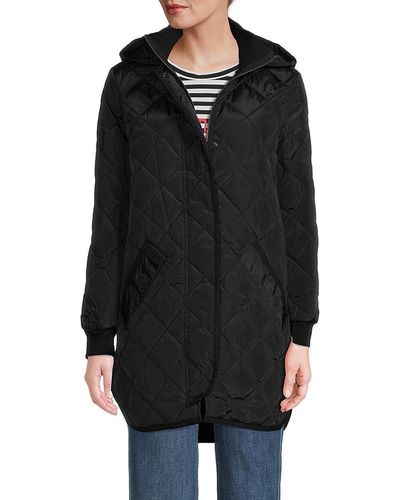 St. John Dkny Hooded Quilted Coat - Brown