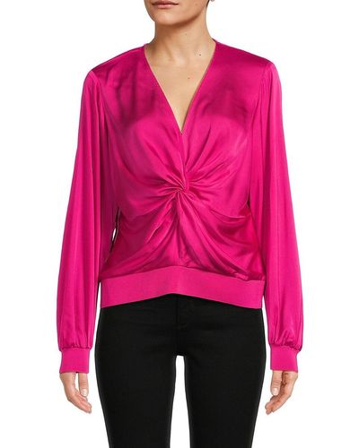 Donna Karan Twisted Front Blouse - Pink