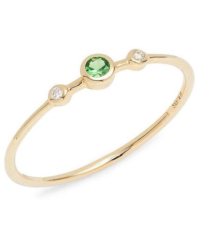 Nephora 14K, Tsavorite & Diamond Ring - Metallic