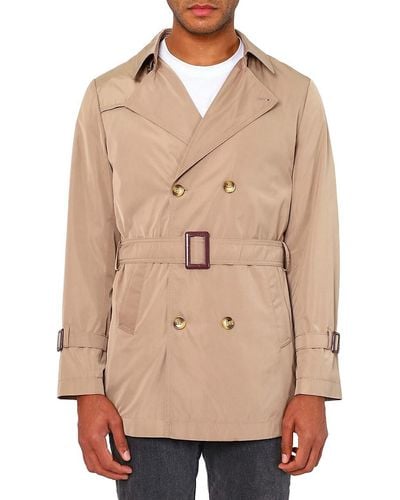 VELLAPAIS Drelux Bellagio Belted Trench Coat - Natural