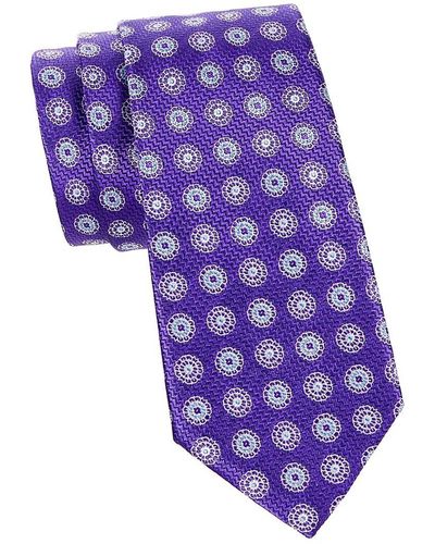 Canali Medallion Silk Jacquard Tie - Purple