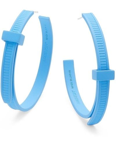 Ambush Textured Zip Tie Half-hoop Earrings - Blue